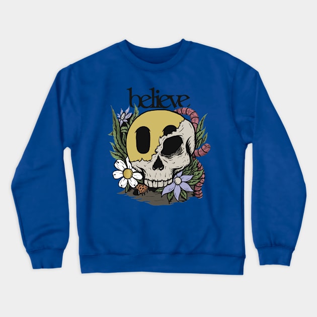 Floral Skull Graphic 3 Crewneck Sweatshirt by olive sthis